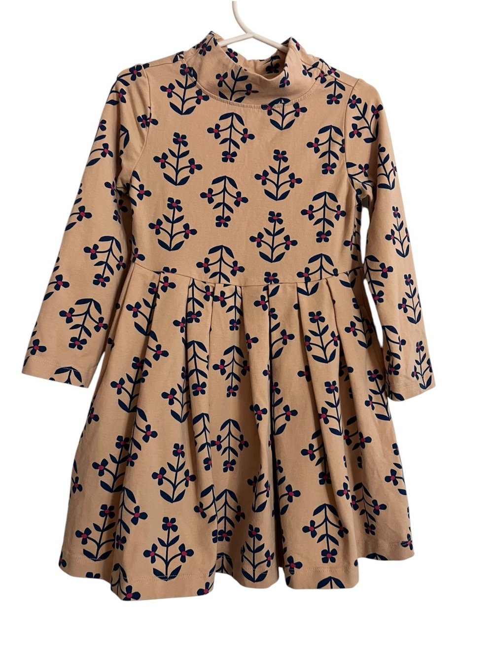 Hanna Andersson Tan Dress with Navy Floral Print